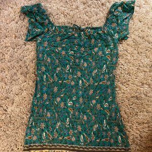 SHEIN Floral Off Shoulder Knot Front Tunic Dress